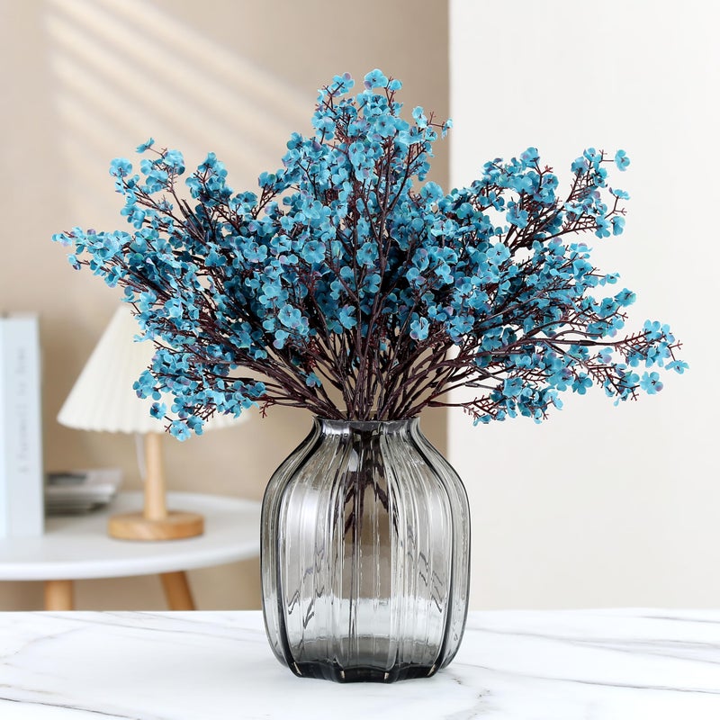 JAKY Global JAKY-Global Babys Breath Fabric Cloth Artificial Flowers 6 Bundle European Fake Silk Plants Decor Wedding Party Decoration Bouquets Real Touch DIY Home Garden (Autumn Blue-6pcs) - Image 3